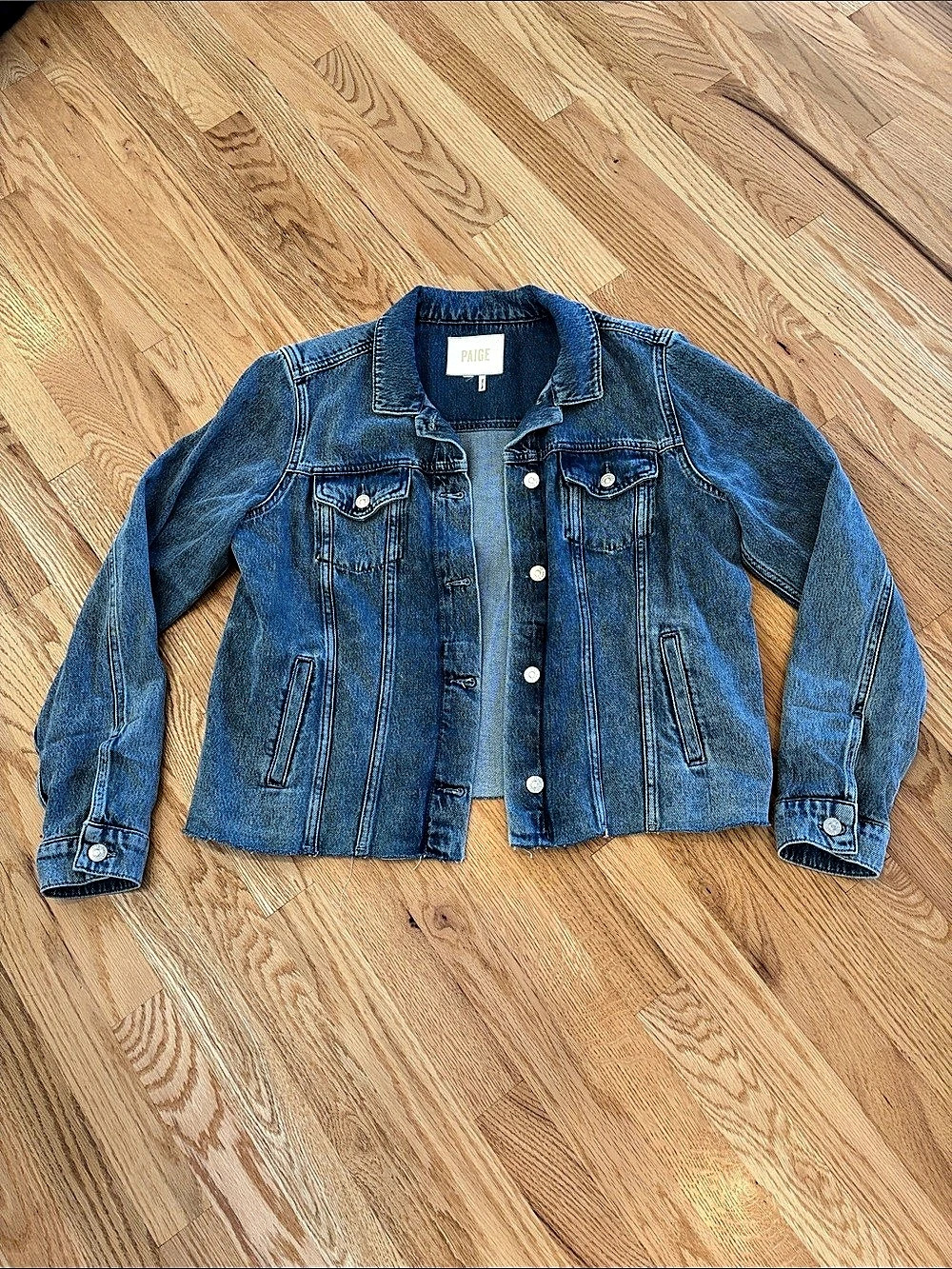 Paige Rowan Jacket Denim Raw Hem Jacket